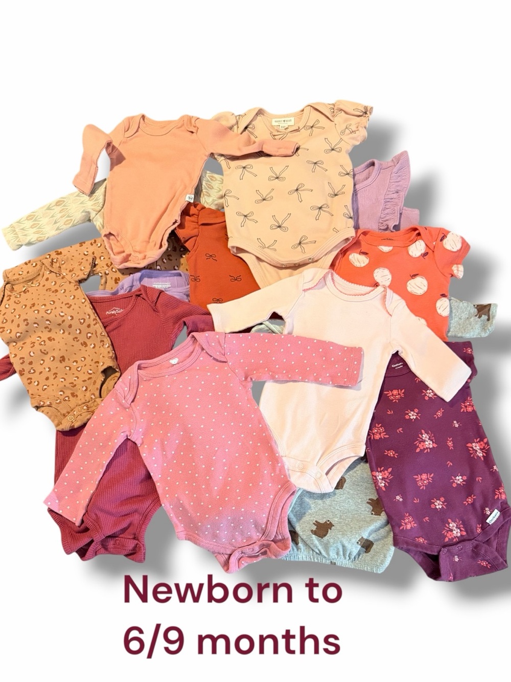 Mixed Baby Girl Romper & Onsies Lot of 15 Pieces - Pink, Coral, Yellow, Red